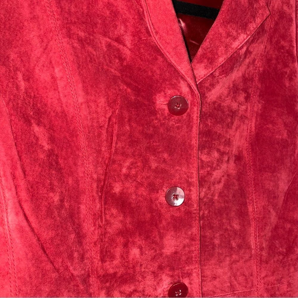 Pursuits Ltd Red Leather Button Down Jacket Blazer - image 3